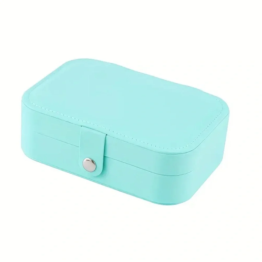 Portable Jewelry Box Aqua Green Compact Tarnish Resistant